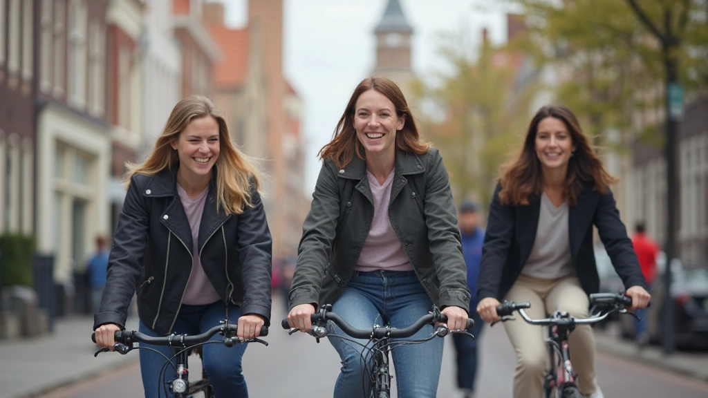 Fietsers op straat in Amsterdam, typisch Nederlands transportmiddel