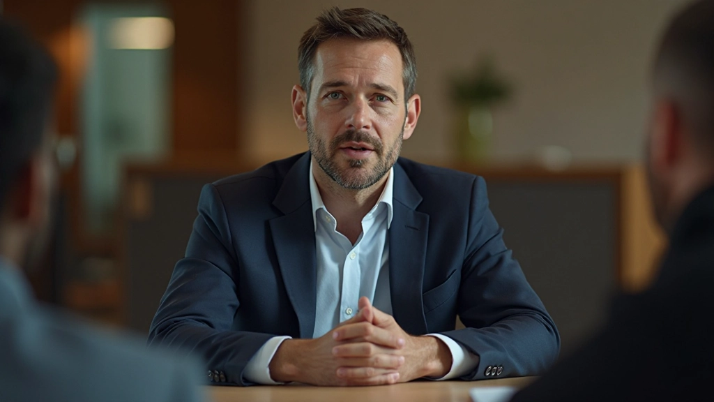 Professionele man in zakelijke bijeenkomst voert gesprek met collega's