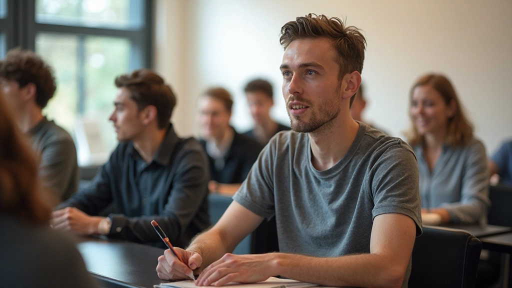 Student die Nederlands leert spreken in een taalles of conversatieles