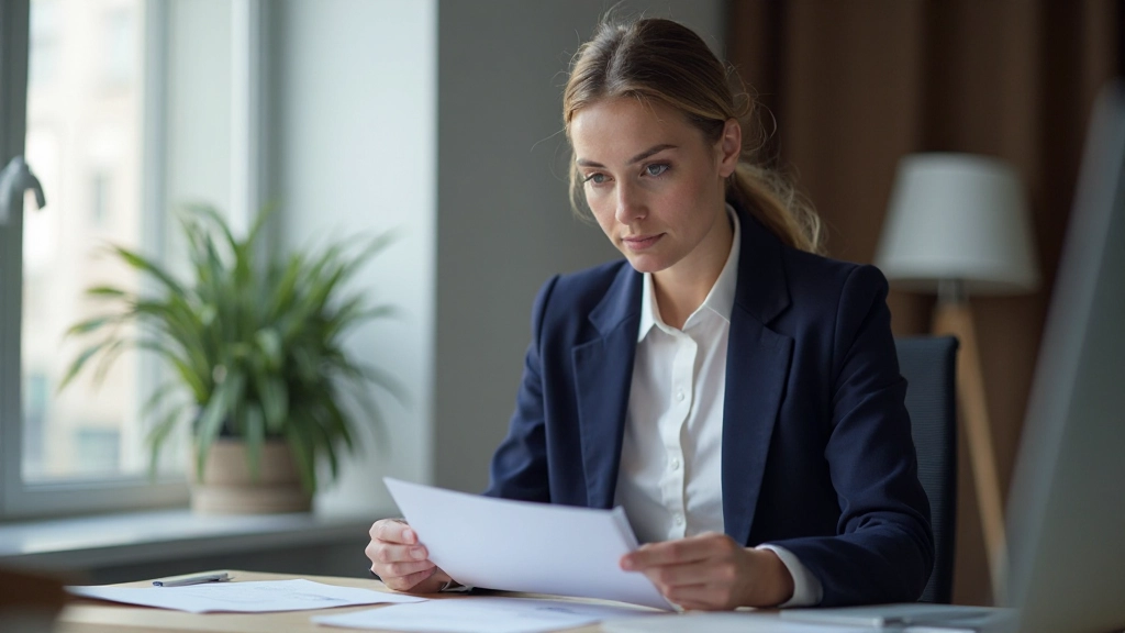 Professioneel werkende persoon die zakelijke documenten leest in Nederlands kantoor